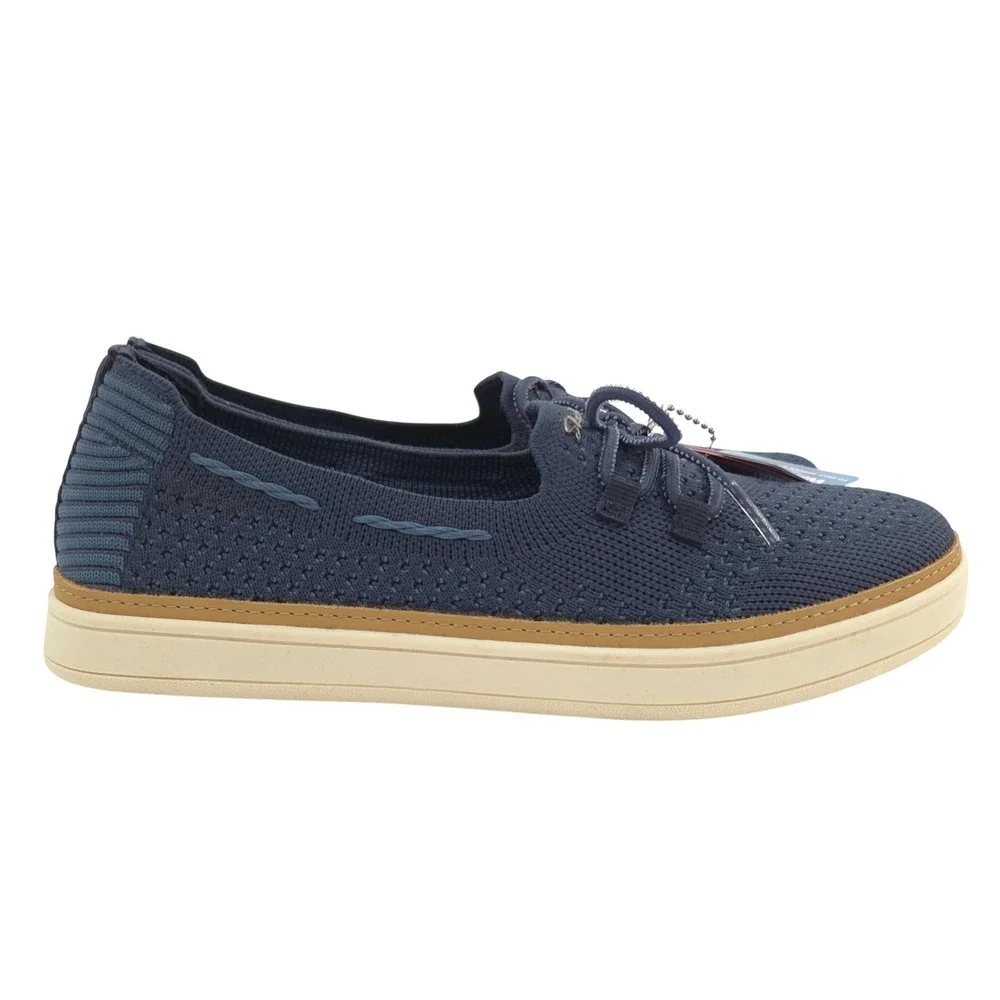 Skechers Coastal Drive Sneakers Womens 6.5 Blue Boat Shoe Knit Memory Foam NEW